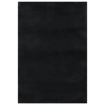 Tappeto Lavabile Soffice Pelo Corto 160x230 cm Antiscivolo Nero