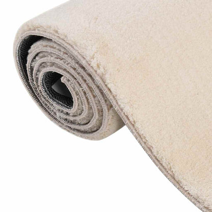 Tappeto Lavabile Soffice Pelo Corto 160x230cm Antiscivolo Beige