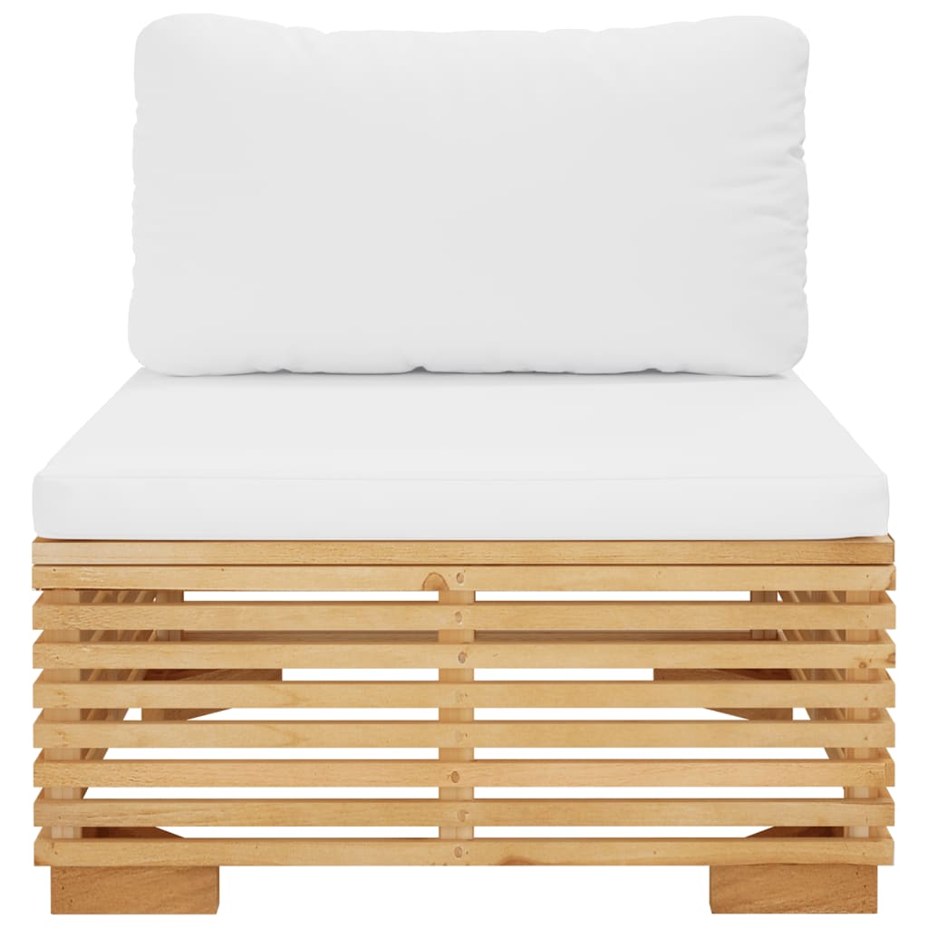 Divano Centrale da Giardino con Cuscini Crema Massello di Teak