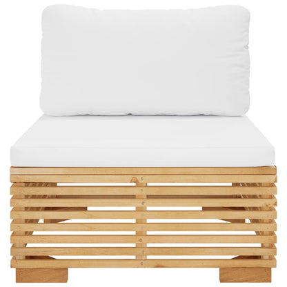 Divano Centrale da Giardino con Cuscini Crema Massello di Teak