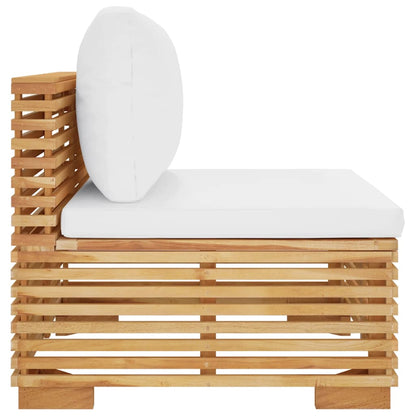 Divano Centrale da Giardino con Cuscini Crema Massello di Teak