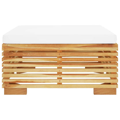 Poggiapiedi da Giardino con Cuscino Crema Legno Massello Teak