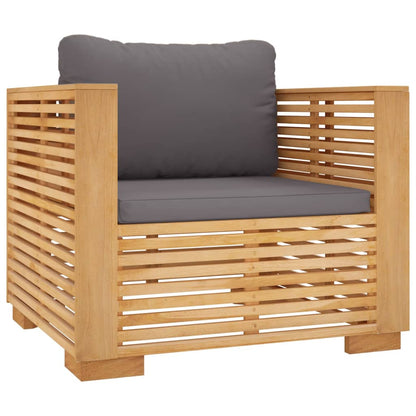 Divano da Giardino Cuscini Grigio Scuro Legno Massello di Teak