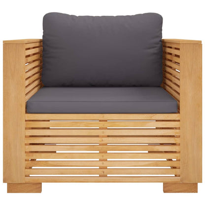 Divano da Giardino Cuscini Grigio Scuro Legno Massello di Teak