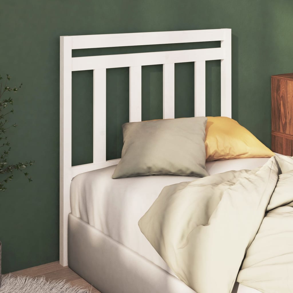 Testiera per Letto Bianca 106x4x100cm in Legno Massello di Pino