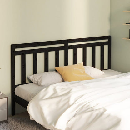 Testiera per Letto Nera 206x4x100 cm in Legno Massello di Pino