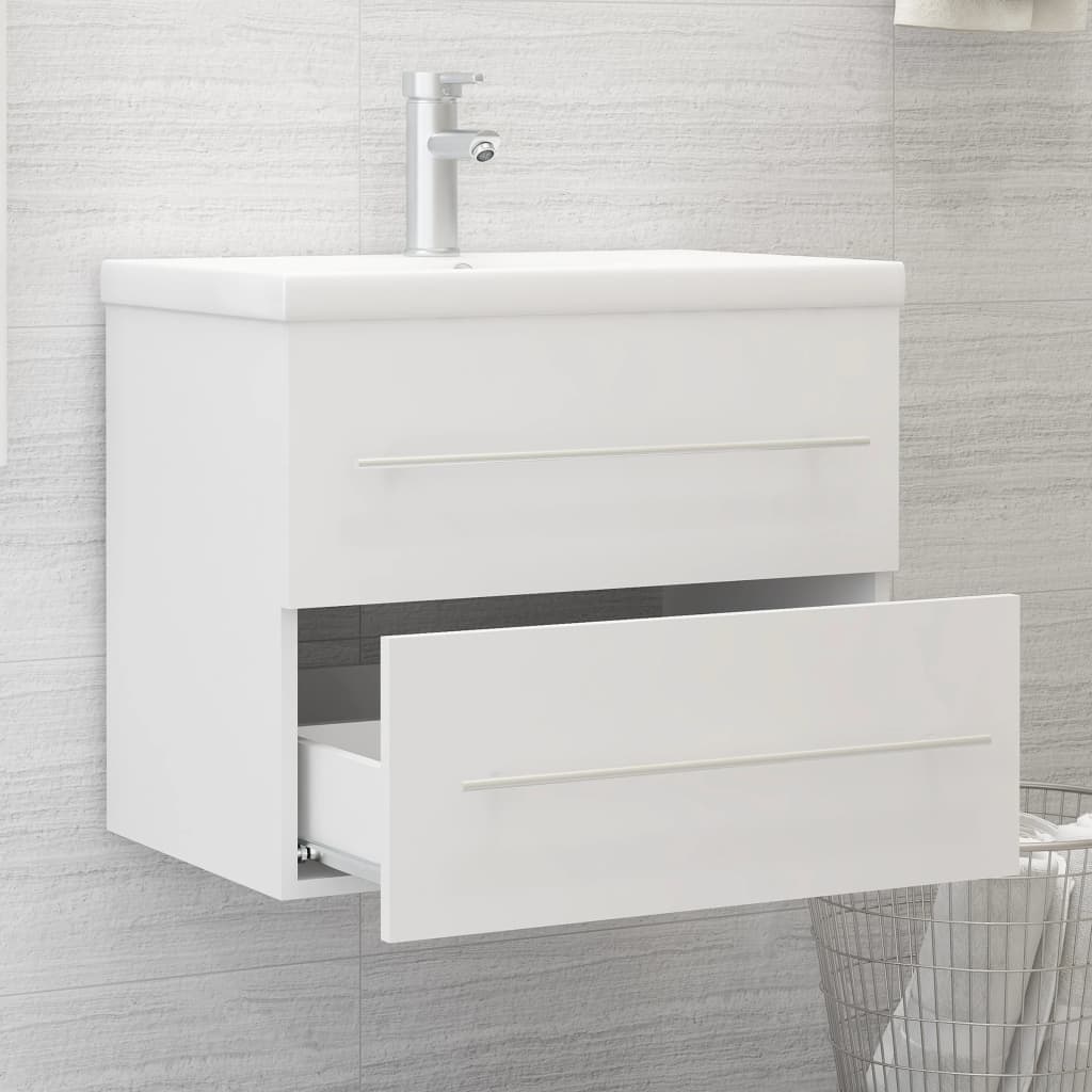 Mobile con Lavandino Integrato Bianco in Legno Multistrato