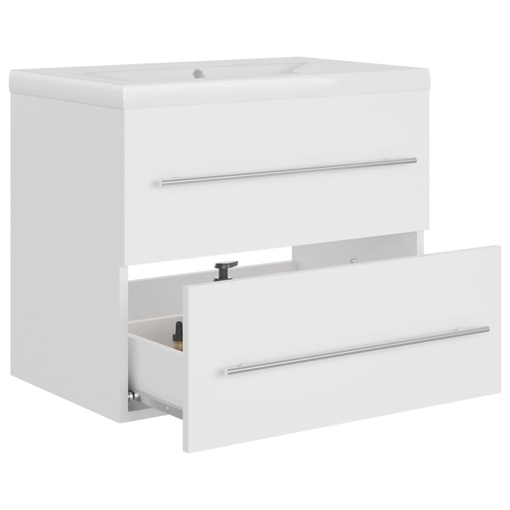 Mobile con Lavandino Integrato Bianco in Legno Multistrato