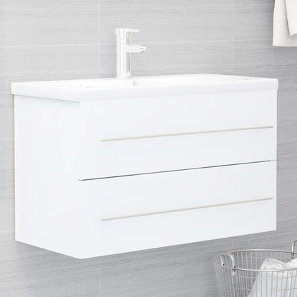 Mobile con Lavabo Integrato Bianco in Legno Multistrato