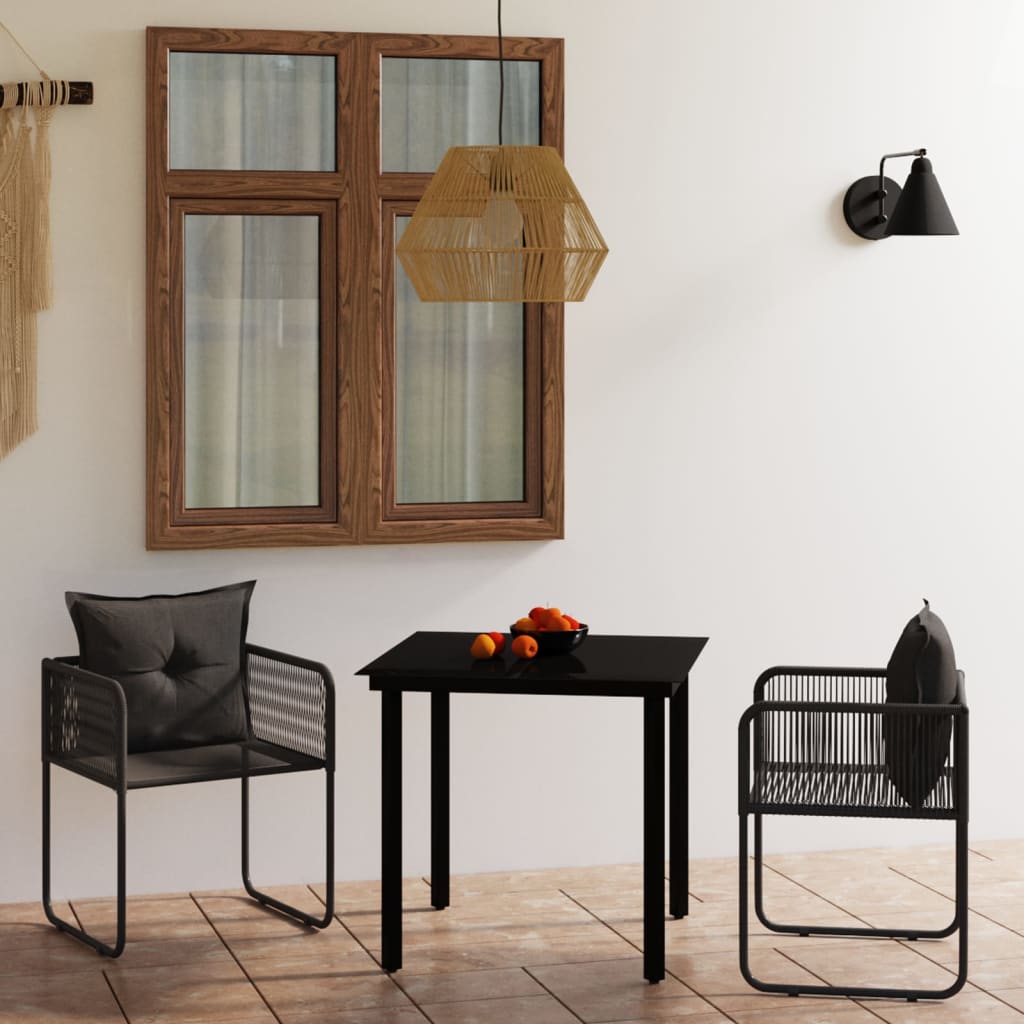 Set da Pranzo da Giardino 3 pz Nero