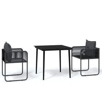 Set da Pranzo da Giardino 3 pz Nero