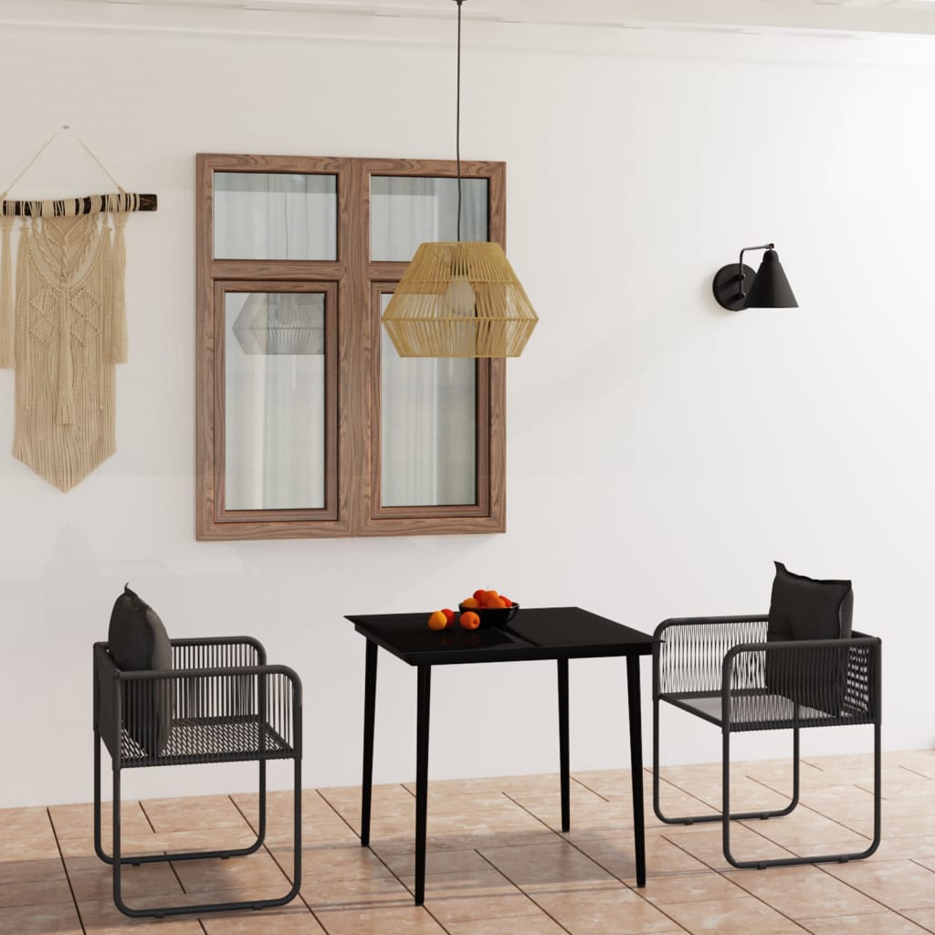 Set da Pranzo da Giardino 3 pz Nero
