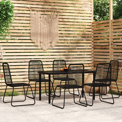 Set Mobili da Pranzo per Giardino 7 pz Nero