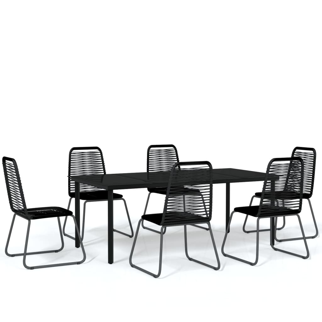 Set da Pranzo per Giardino 7 pz con Cuscini Nero
