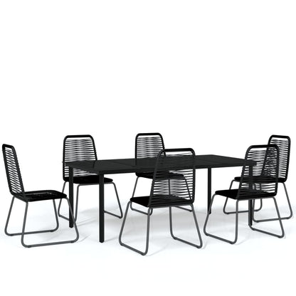 Set da Pranzo per Giardino 7 pz con Cuscini Nero