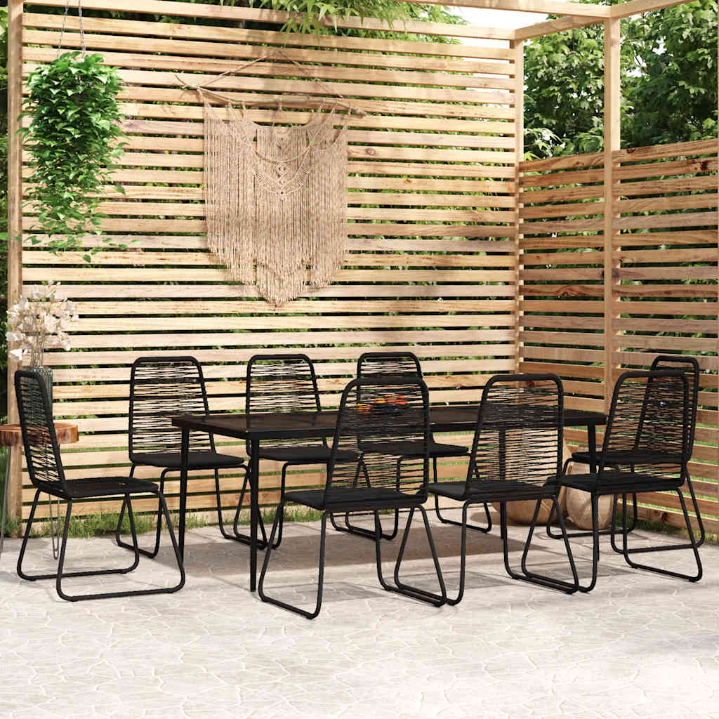 Set da Pranzo per Giardino 9 pz con Cuscini Nero