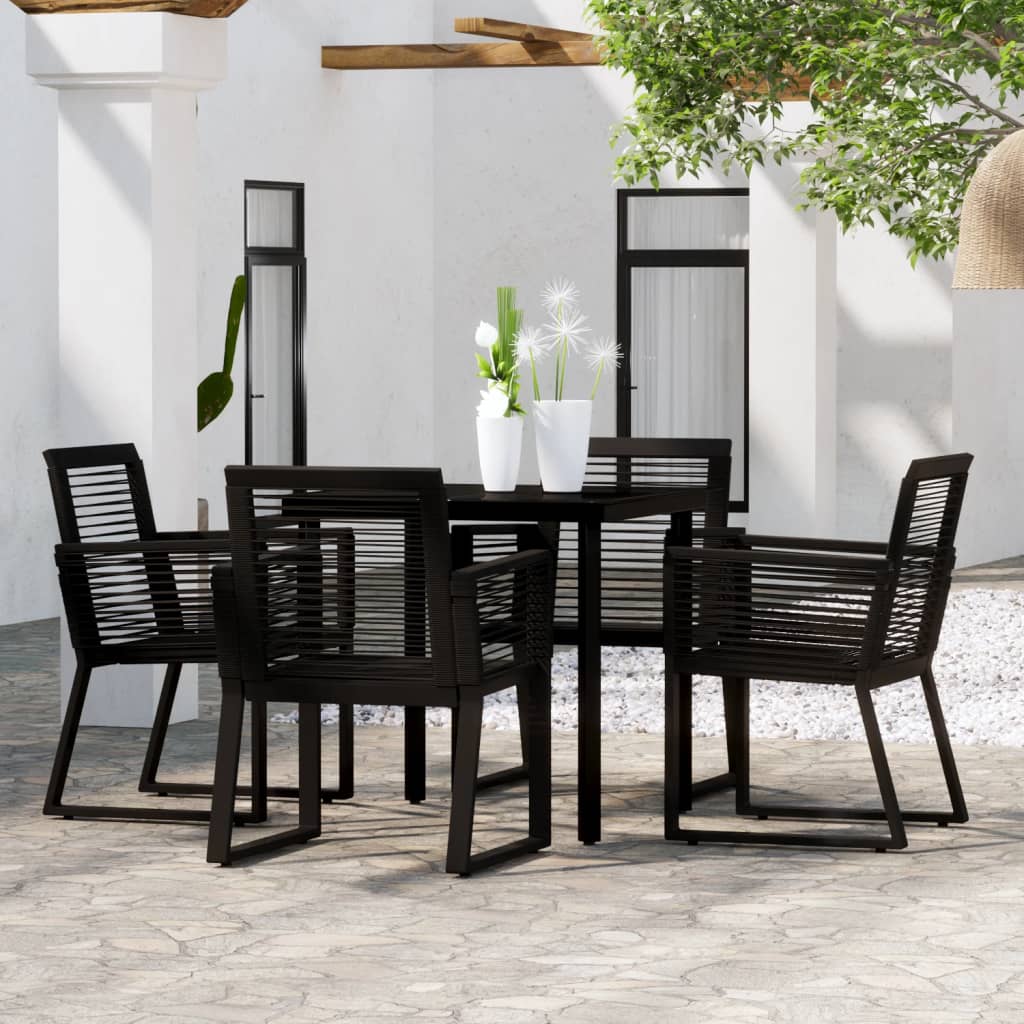 Set Mobili da Pranzo per Giardino 5 pz Nero
