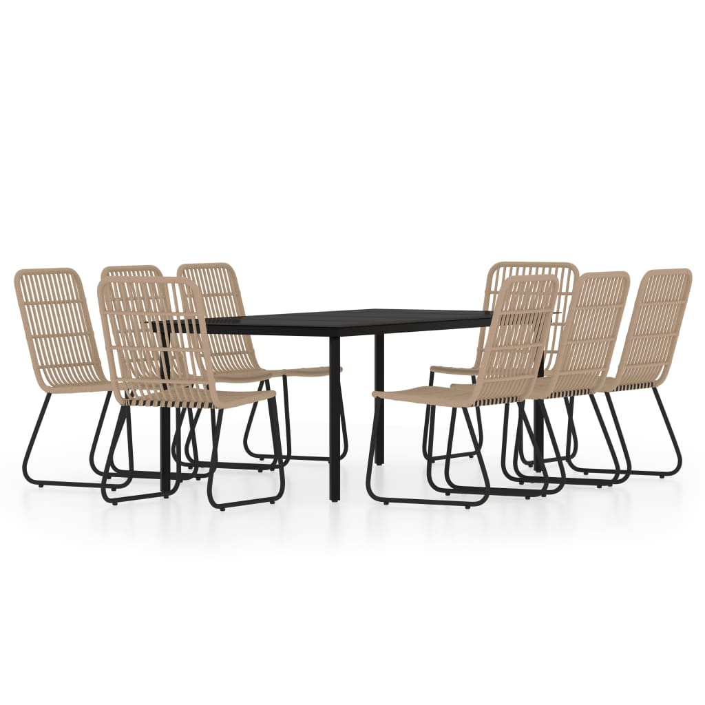 Set da Pranzo per Giardino 9 pz con Cuscini Rovere