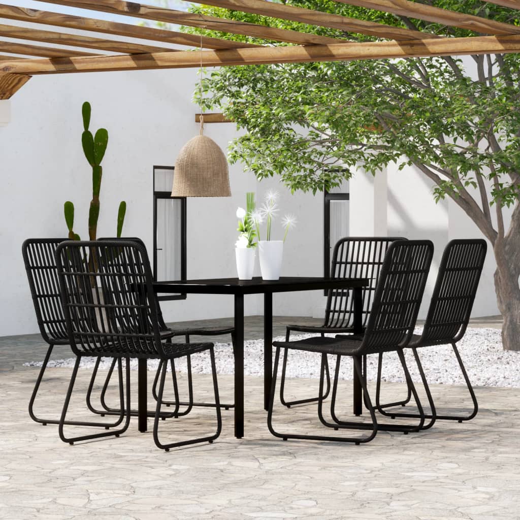 Set Mobili da Pranzo per Giardino 7 pz Nero