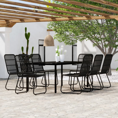 Set da Pranzo per Giardino 9 pz con Cuscini Nero