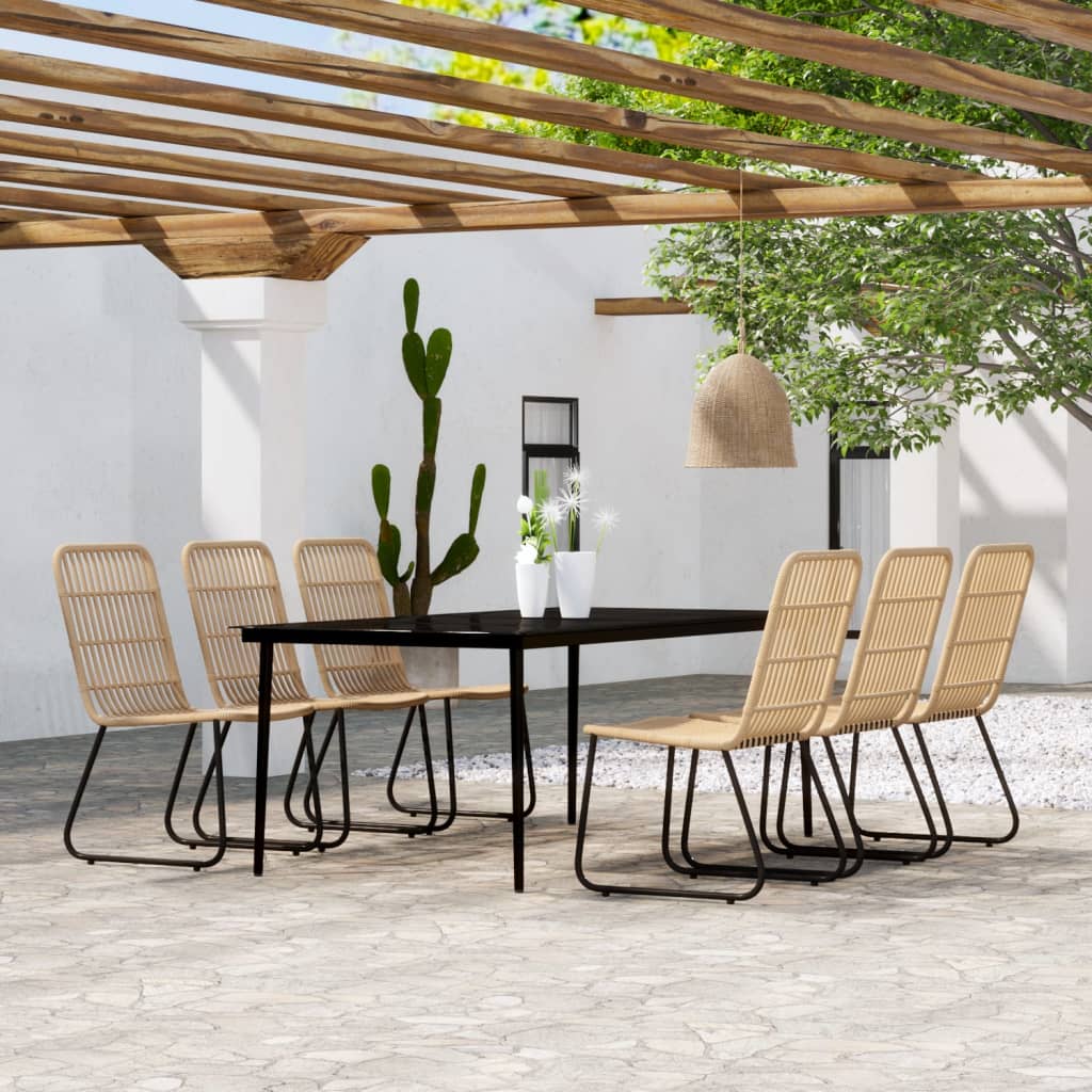 Set da Pranzo per Giardino 7 pz con Cuscini Rovere