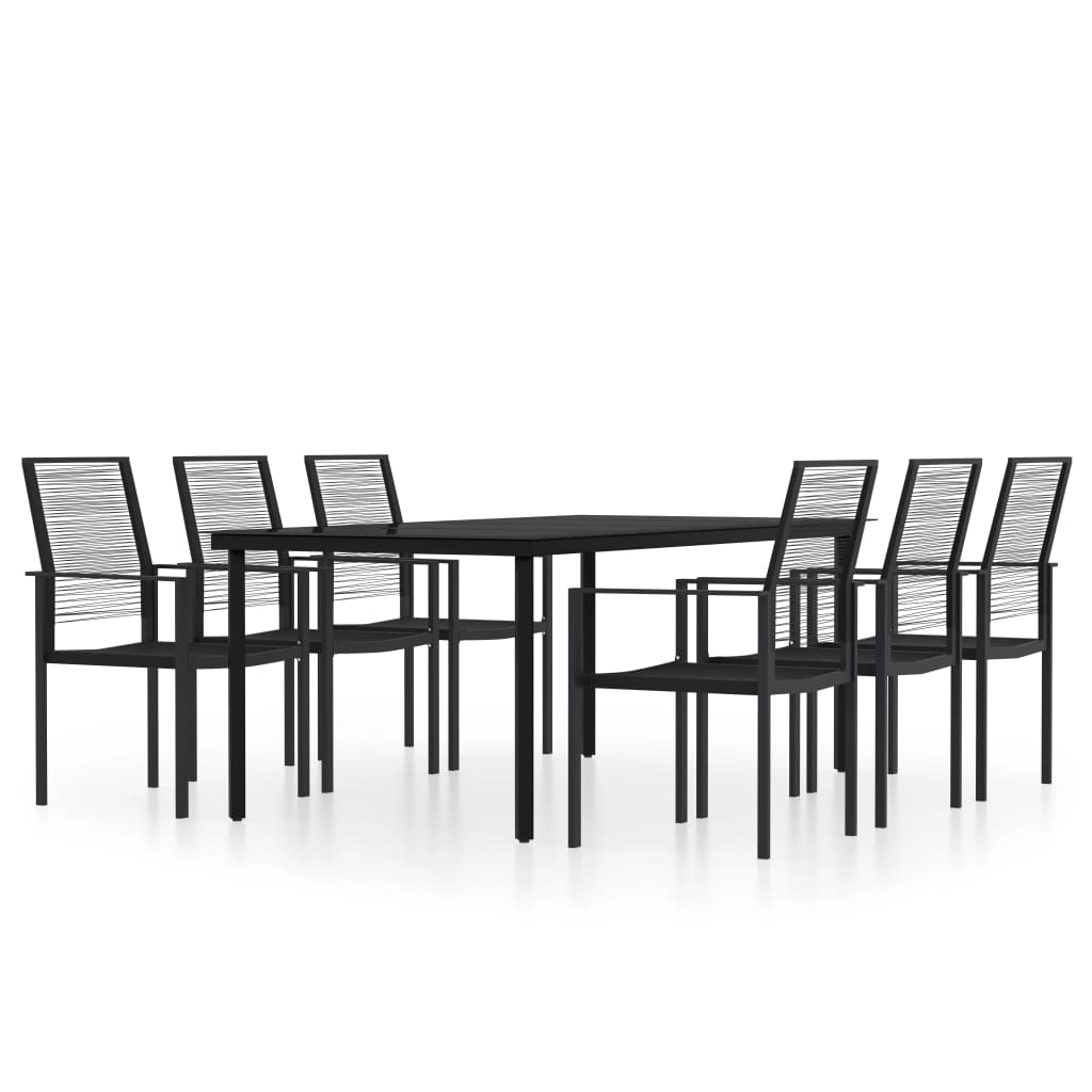 Set Mobili da Pranzo da Giardino 7 pz Nero