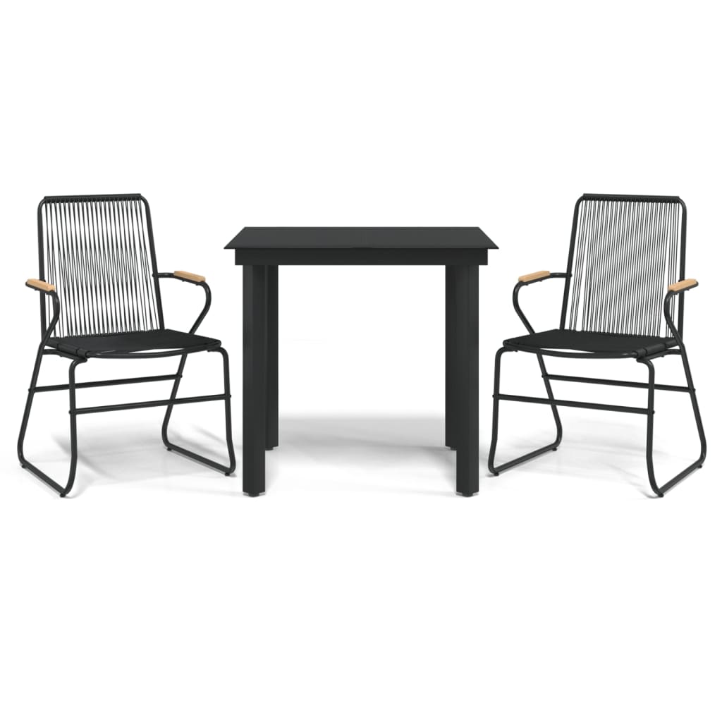 Set da Pranzo da Giardino 3 pz Nero in Rattan PVC