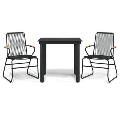 Set da Pranzo da Giardino 3 pz Nero in Rattan PVC