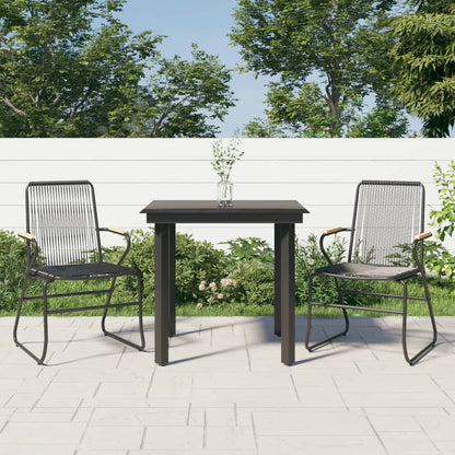 Set da Pranzo da Giardino 3 pz Nero in Rattan PVC