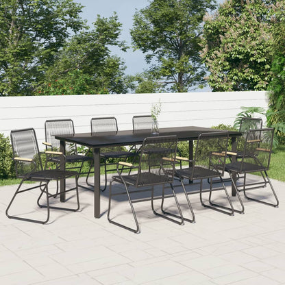 Set da Pranzo da Giardino 9 pz Nero in Rattan PVC