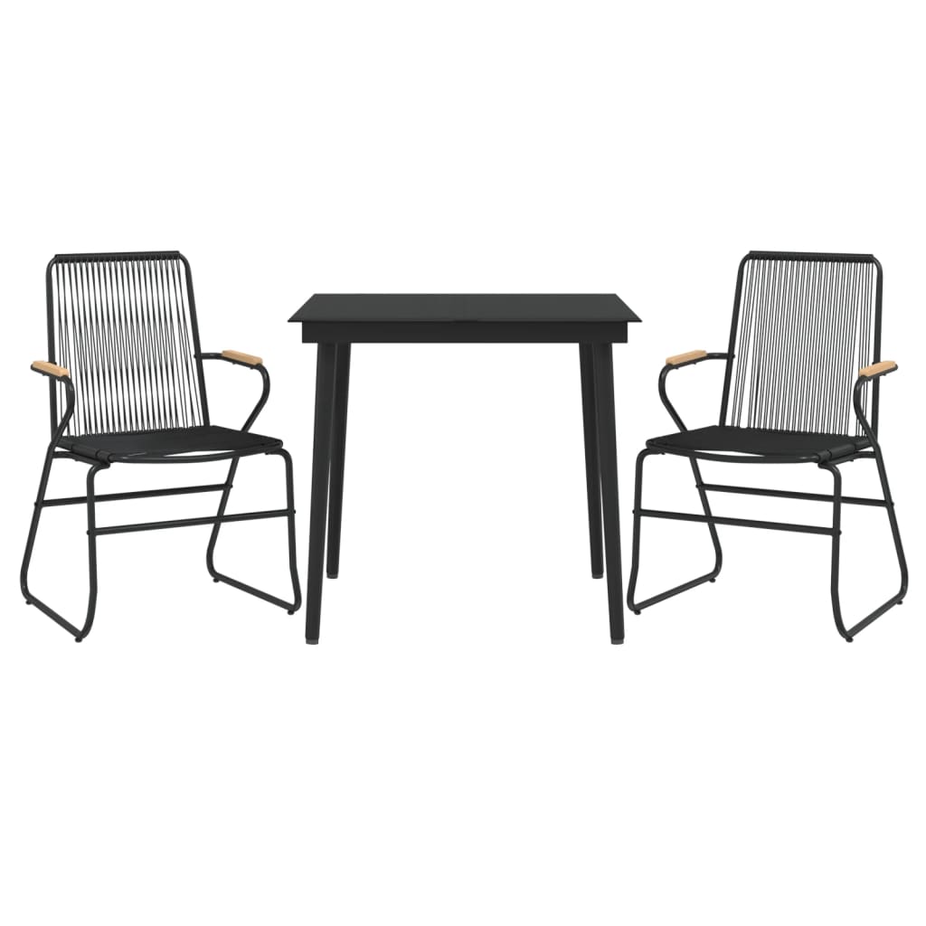Set da Pranzo da Giardino 3 pz Nero in Rattan PVC
