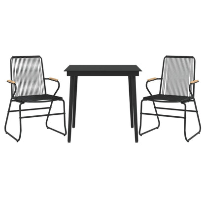 Set da Pranzo da Giardino 3 pz Nero in Rattan PVC