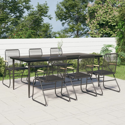 Set da Pranzo da Giardino 7 pz Nero in Rattan PVC