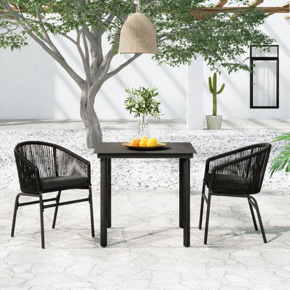 Set Mobili da Pranzo per Giardino 3 pz Nero