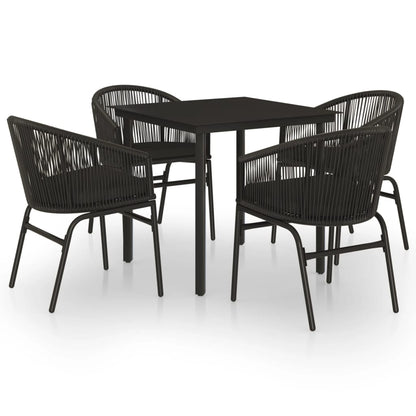 Set da Pranzo per Giardino 5 pz Nero