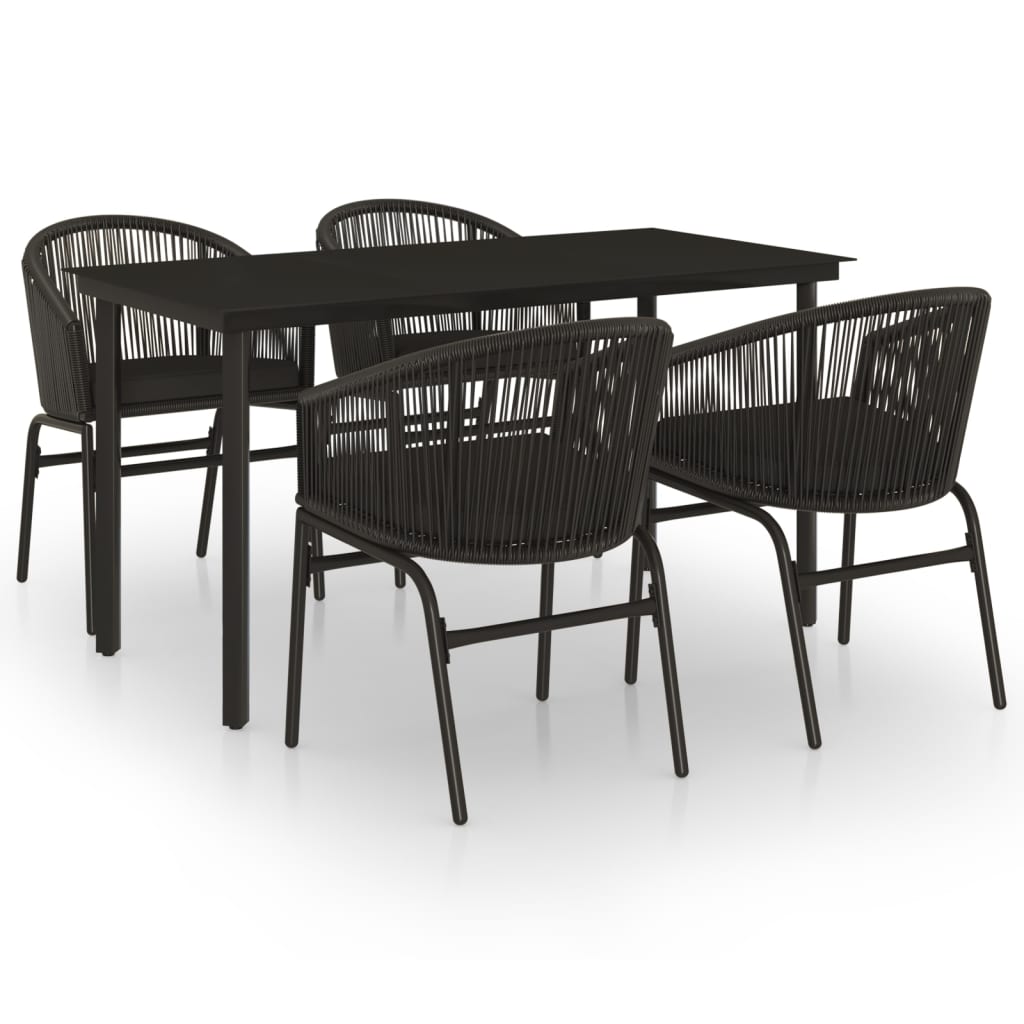 Set da Pranzo per Giardino 5 pz Nero