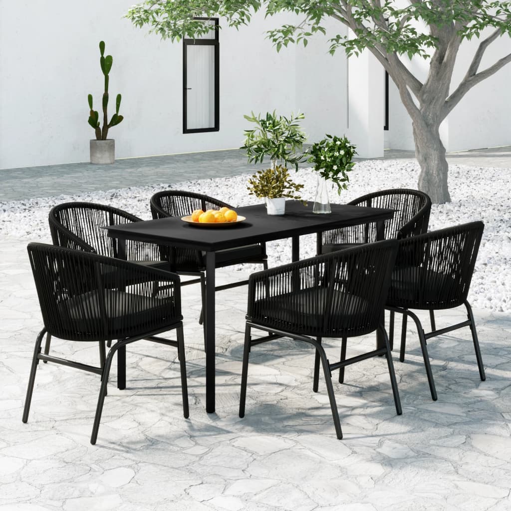Set Mobili da Pranzo per Giardino 7 pz Nero