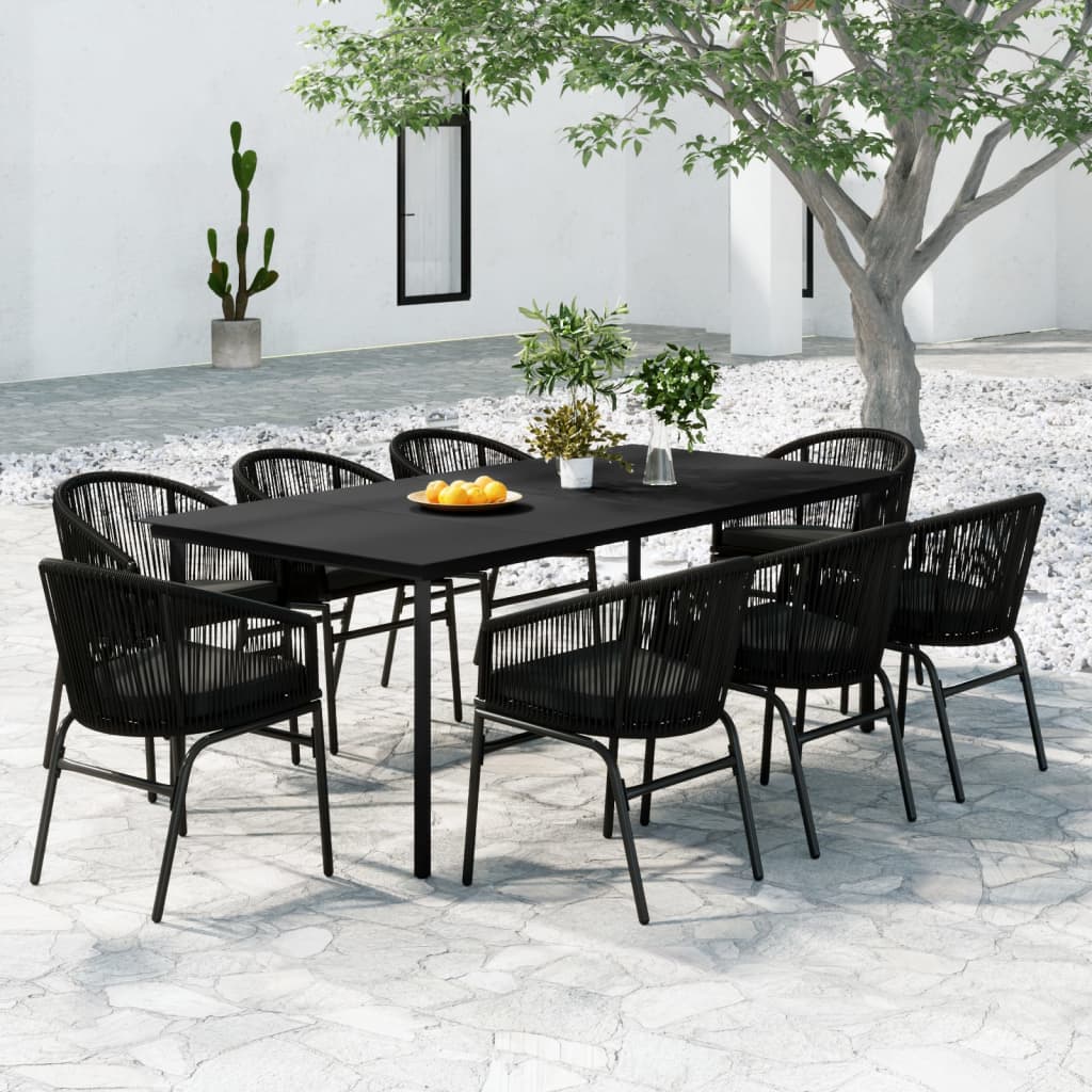 Set da Pranzo da Giardino 9 pz Nero