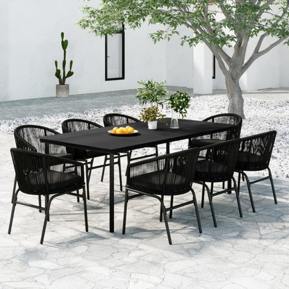 Set da Pranzo da Giardino 9 pz Nero