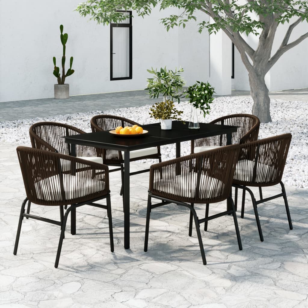 Set Mobili da Pranzo per Giardino 7 pz Marrone