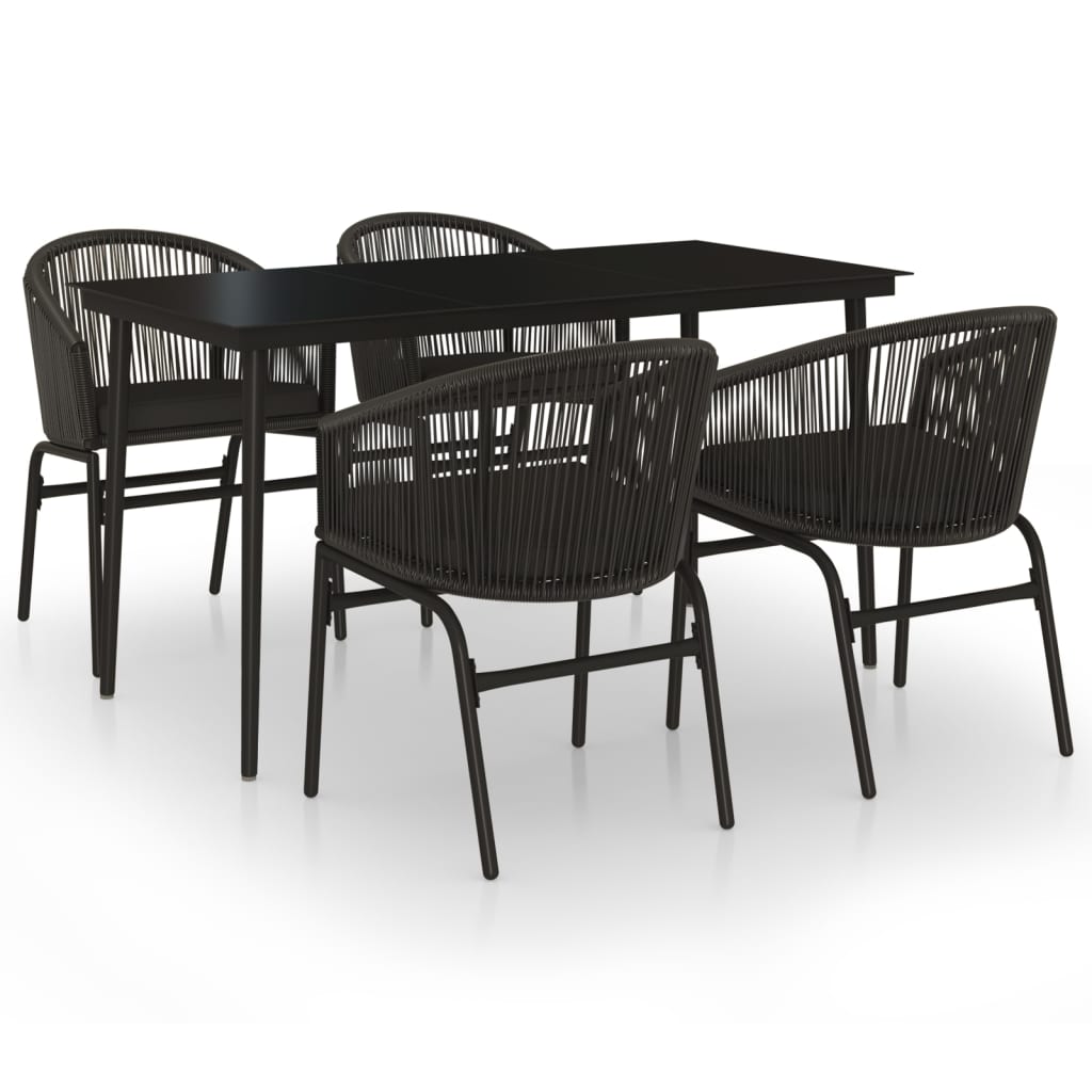 Set da Pranzo per Giardino 5 pz Nero