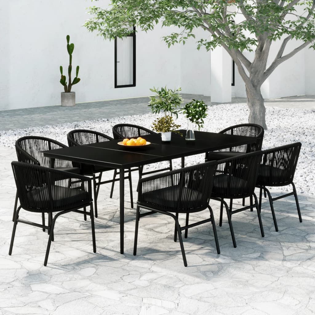 Set da Pranzo da Giardino 9 pz Nero