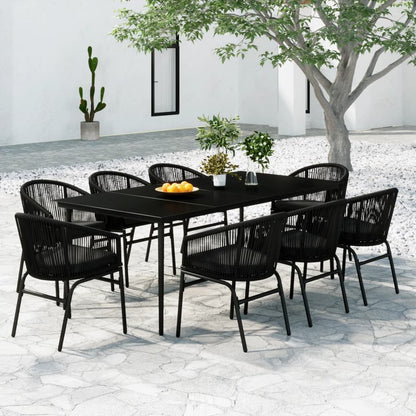 Set da Pranzo da Giardino 9 pz Nero
