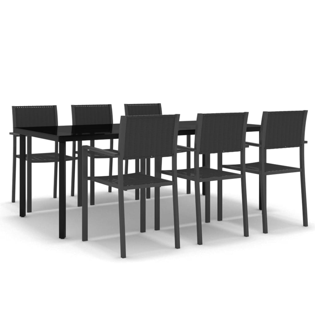 Set Mobili da Pranzo da Giardino 7 pz Nero
