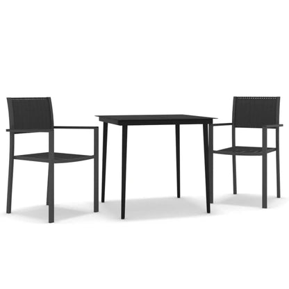 Set da Pranzo da Giardino 3 pz Nero