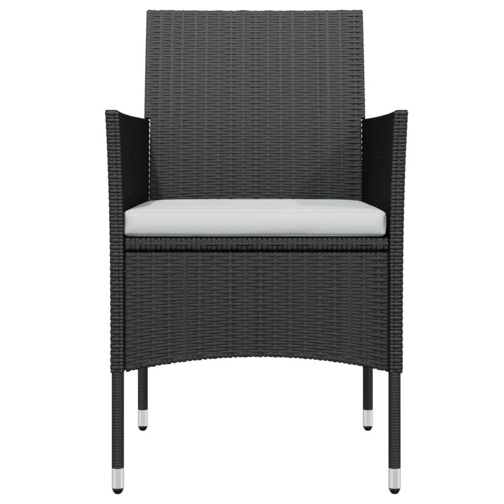 Set da Pranzo da Giardino 3 pz con Cuscini Nero