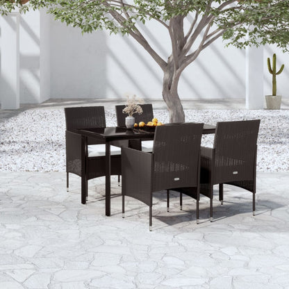 Set da Pranzo da Giardino 5 pz con Cuscini Nero