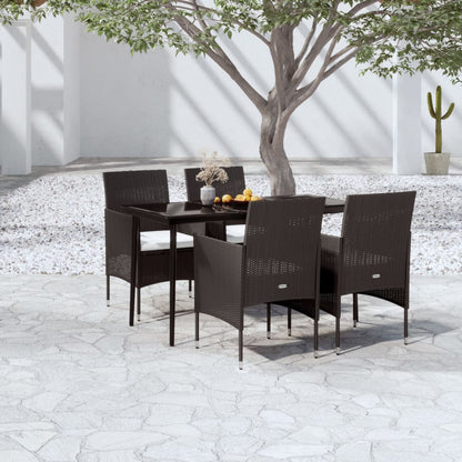Set da Pranzo da Giardino 5 pz con Cuscini Nero