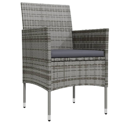 Set da Pranzo da Giardino 3 pz con Cuscini Grigio e Nero