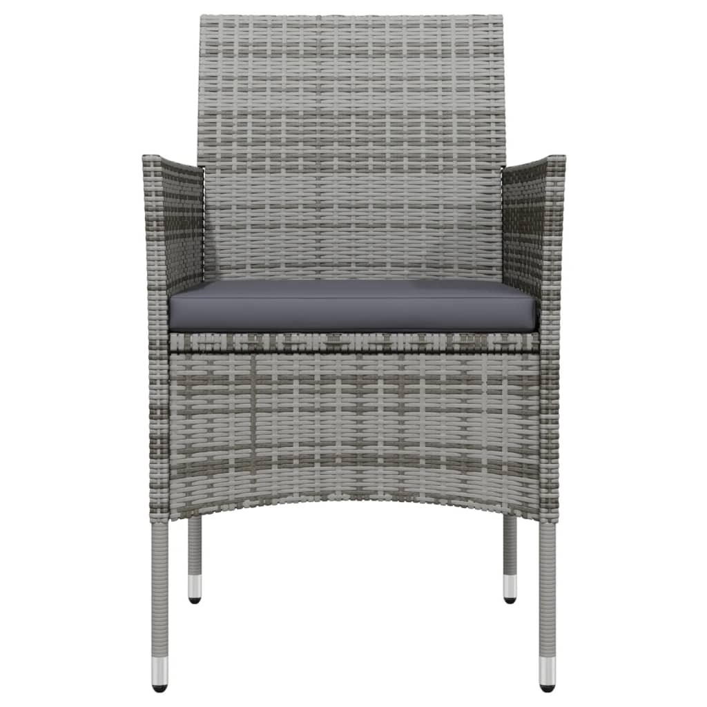 Set da Pranzo da Giardino 3 pz con Cuscini Grigio e Nero